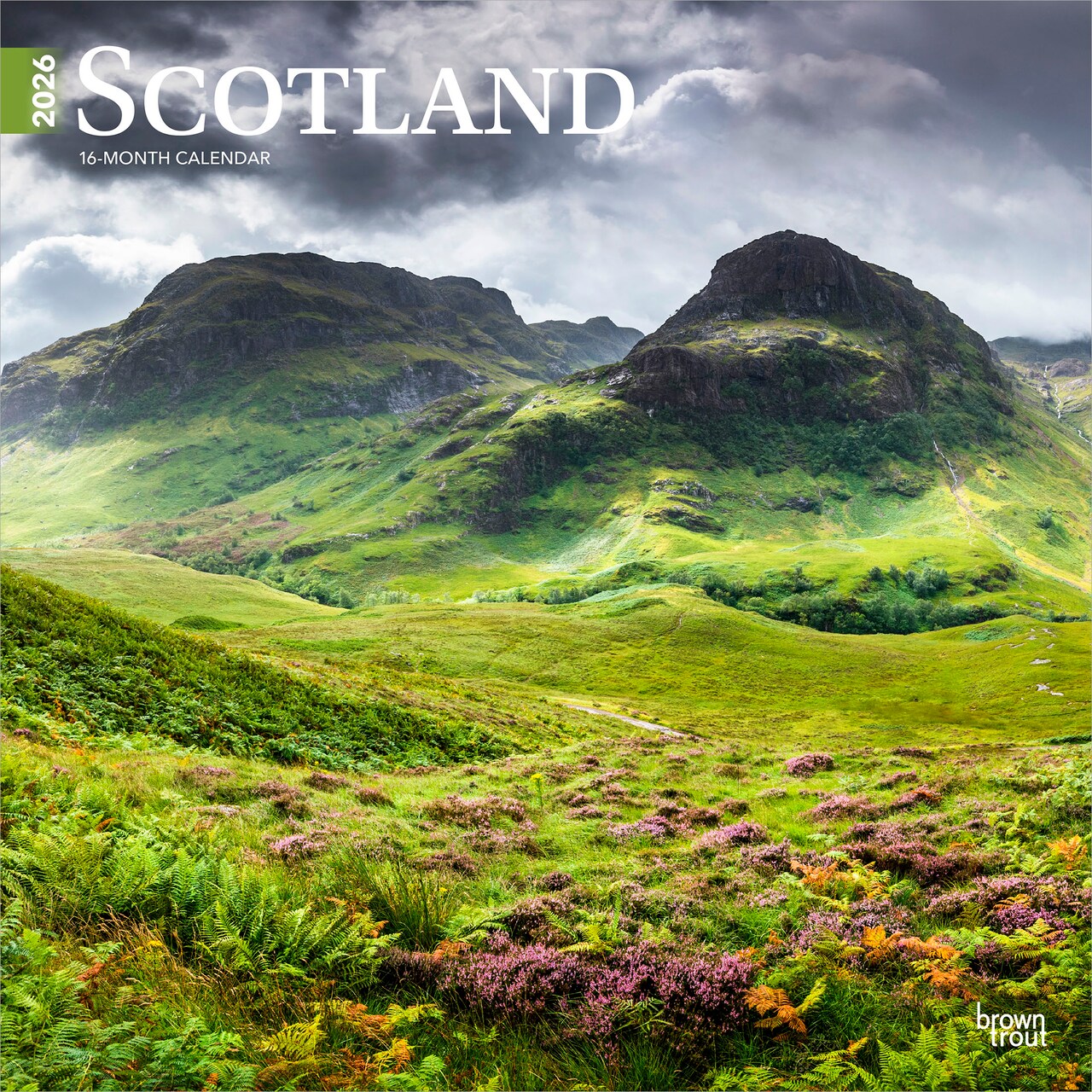 Scotland | 2026 12 x 24 Inch (Hanging) Monthly Square Wall Calendar | Plastic-Free